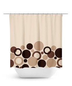 Brown And Beige Shower Curtain, Geometric Bath Curtain, Brown Bathroom, Fabric Shower Curtain, Brown Polka Dot Curtain