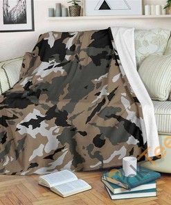 Brown And Black Camouflage Sherpa Fleece Blanket Gifts for Family, for Couple