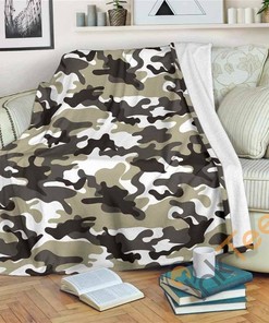 Brown And White Camouflage Sherpa Fleece Blanket Gifts for Family, for Couple