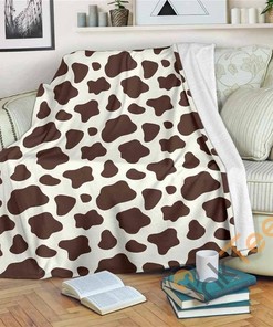 Brown And White Cow Sherpa Fleece Blanket Gifts for Family, for Couple