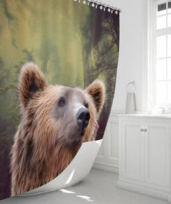 Brown Bear Shower Curtain for Bathroom Decor, Home Decor