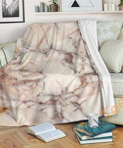 Brown Beige Marble Sherpa Fleece Blanket Gifts for Family, for Couple