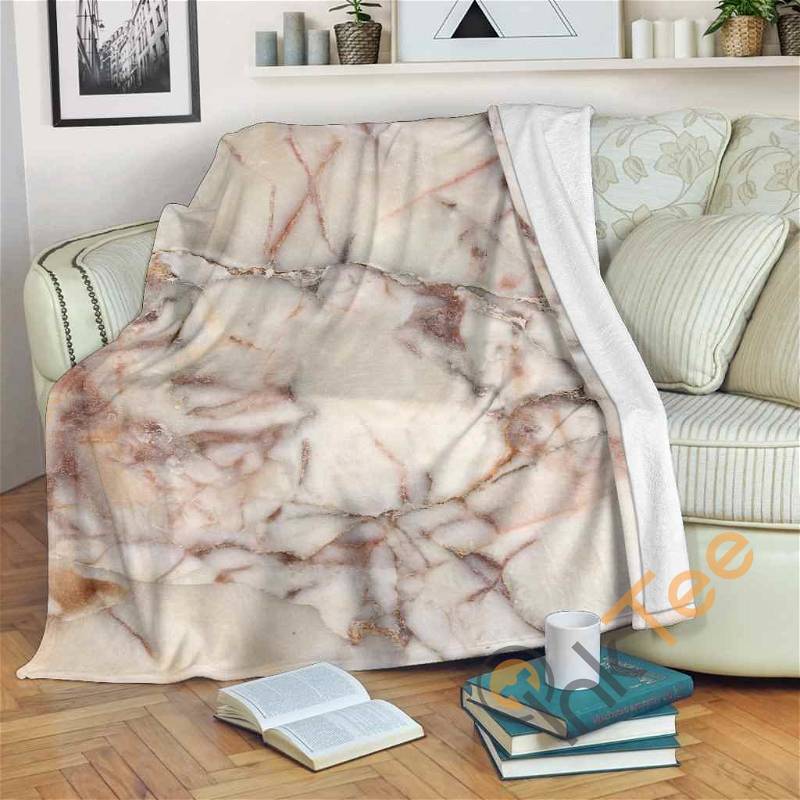 Brown Beige Marble Sherpa Fleece Blanket Gifts for Family, for Couple