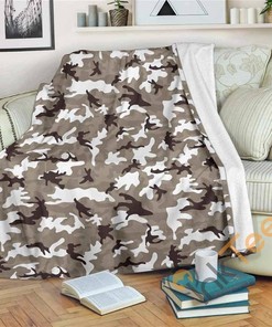 Brown Camouflage Sherpa Fleece Blanket Gifts for Family, for Couple