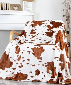 Brown Cow Print Blanket Microfiber Warm Cozy Western Throw Blanket Fleece73