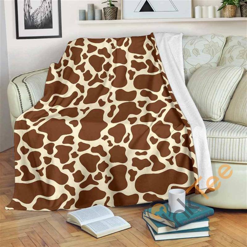 Brown Cow Sherpa Fleece Blanket Gifts for Family, for Couple