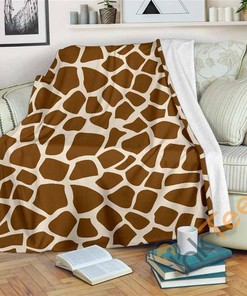 Brown Giraffe Pattern Sherpa Fleece Blanket Gifts for Family, for Couple