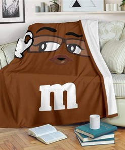 Brown M&m Funny M&m Lover Sherpa Fleece Blanket Gifts for Family, for Couple