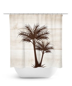 Brown Palm Tree Shower Curtain, Tropical Bathroom Decor, Beach House Bath Curtain, Coastal Bathroom, Guest Bathroom Decor