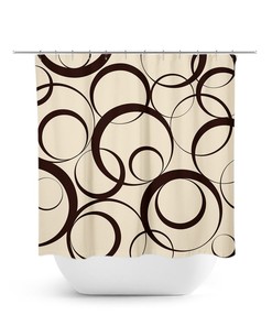 Brown Shower Curtain, Geometric Bath Curtain, Brown And Beige Bathroom Decor, Fabric Shower Curtain, Swirl Bathroom