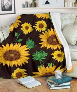 Brown Sunflower Sherpa Blanket Fleece Blanket Gifts for Fans