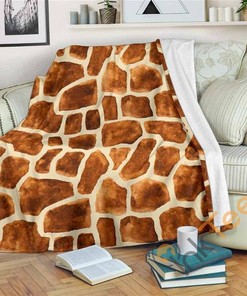 Brown Watercolor Giraffe Pattern Sherpa Fleece Blanket Gifts for Family, for Couple