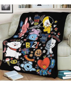 Bt21 Bangtan Boys Premium Fleece Blanket Gift For Fan, Quilt Blanket Bedding Set Gift