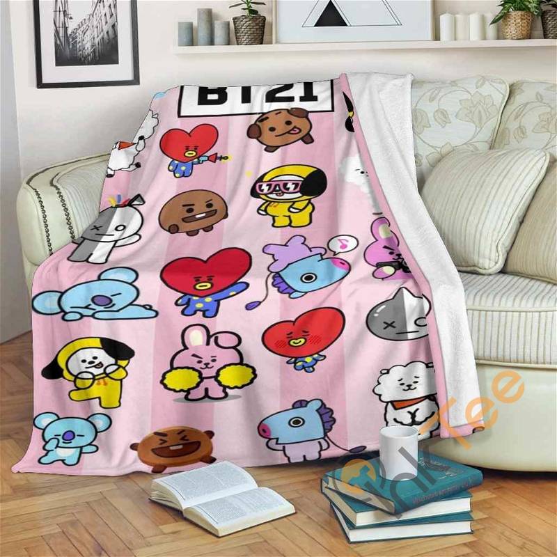Bt21 Sherpa Fleece Blanket Gifts for Family, for Couple