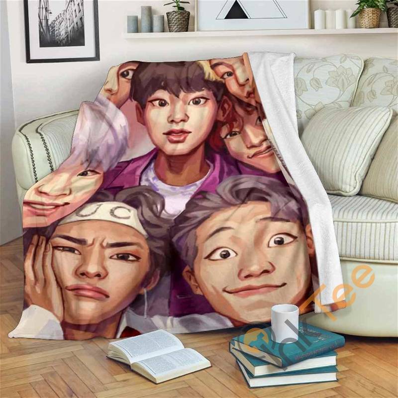 Bts Art Sherpa Fleece Blanket Gifts for Family, for Couple
