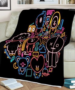 Bts Bt Bangtan Army Fan Art Cartoon So Cute Christmas, bts Gift For Fan Comfy Throw Blanket Gift