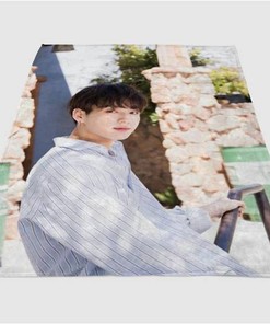 Bts Jungkook Sherpa Fleece Blanket Gifts for Family, for Couple