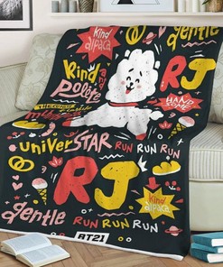 Bts Rj Bt Bangtan Army Fan Art Cartoon So Cute Christmas, bts Gift For Fan Comfy Throw Blanket Gift