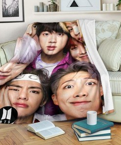 Bts Up Close Fleece Blanket Gift For Fan, Premium Comfy Sofa Throw Blanket Gift