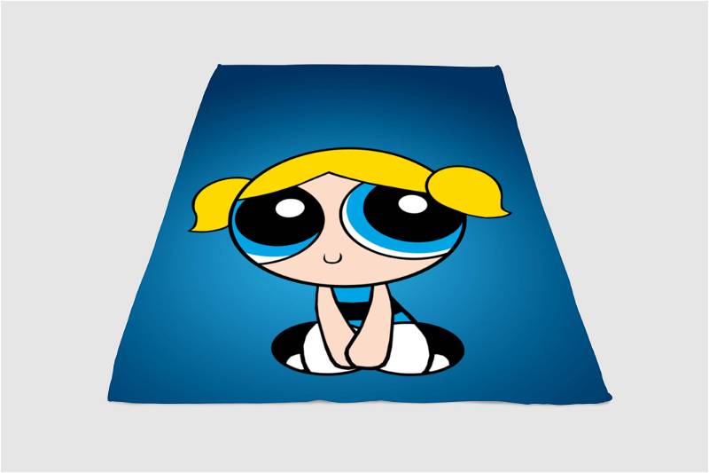 Bubbles Powerpuff Girls Sherpa Fleece Blanket Gifts for Family, for Couple