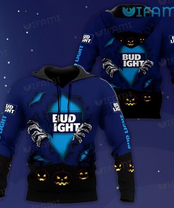 Bud Light Hoodie 3D Pumpkin Scary Night Beer Lovers Gift