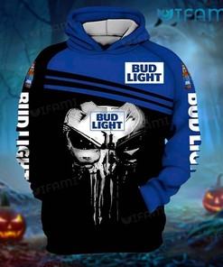 Bud Light Hoodie 3D Punisher Skull Gift For Beer Lovers