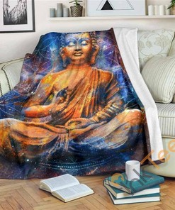 Buddha Statue Mandala Sherpa Fleece Blanket Gifts for Family, for Couple