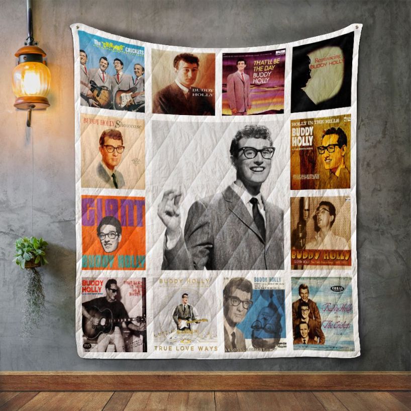 Buddy Holly Albums Vintage Quilt Blanket Bedding Set