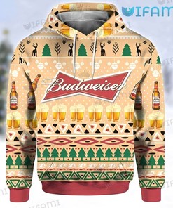Budweiser Hoodie 3D Beer Glass Bottle Gift For Beer Lovers