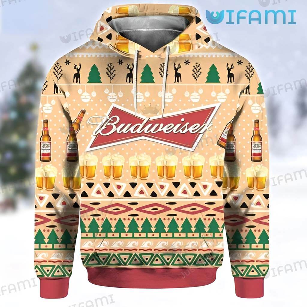 Budweiser Hoodie 3D Beer Glass Bottle Gift For Beer Lovers