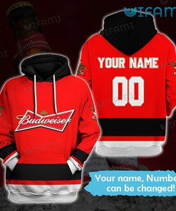 Budweiser Hoodie 3D Custom Name Number Beer Lovers Gift