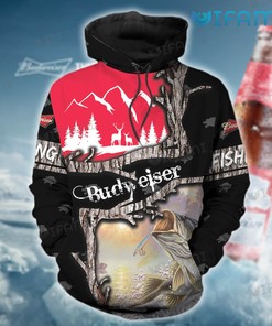 Budweiser Hoodie 3D Deer Hunting Gift For Beer Lovers