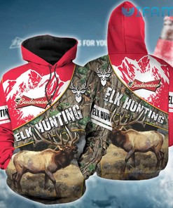 Budweiser Hoodie 3D ELk Hunting Beer Lovers Gift