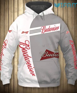 Budweiser Hoodie 3D Grey And White Gift For Beer Lovers