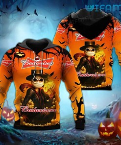 Budweiser Hoodie 3D Jack Skellington Pumpkin Beer Lovers Gift