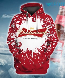Budweiser Hoodie 3D Paint Splatter Effect Gift For Beer Lovers