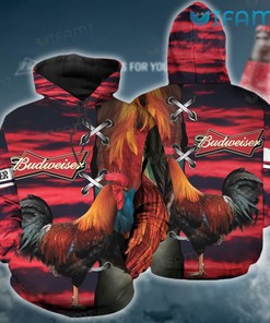 Budweiser Hoodie 3D Red Chicken Stitches Beer Lovers Gift