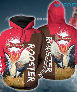 Budweiser Hoodie 3D Red Rooster Beer Lovers Gift