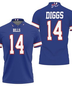 Buffalo Bill Stefon Diggs 14 2020 Nfl Blue Jersey Inspired Style 3D All Over Print Polo Shirt