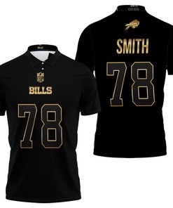 Buffalo Bills Bruce Smith #78 Great Player Nfl Black Golden Edition Vapor Limited Jersey Style Polo Shirt