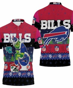 Buffalo Bills Christmas Grinch In Toilet Knitting Pattern Jersey 3D All Over Print Polo Shirt