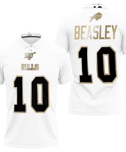 Buffalo Bills Cole Beasley #10 Nfl White 100th Season Golden Edition Jersey Style 3D All Over Print Polo Shirt