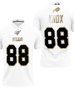 Buffalo Bills Dawson Knox #88 Nfl White 100th Season Golden Edition Jersey Style 3D All Over Print Polo Shirt