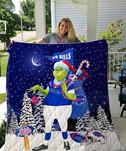 Buffalo Bills Grinch Santa Quilt Blanket