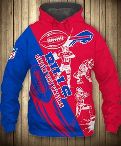 Buffalo Bills Hoodie 3D Cartoon Player Cute Zip Hoodie