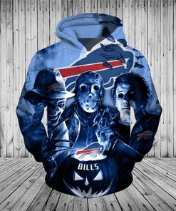 Buffalo Bills Hoodie 3D Horror Night Halloween Pullover Nfl