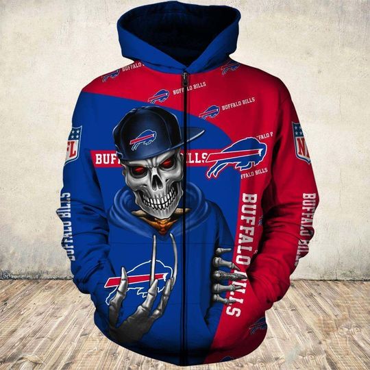 Buffalo Bills Hoodie 3D Zip Hoodie Cute Death Gifts for Fans - Image 3