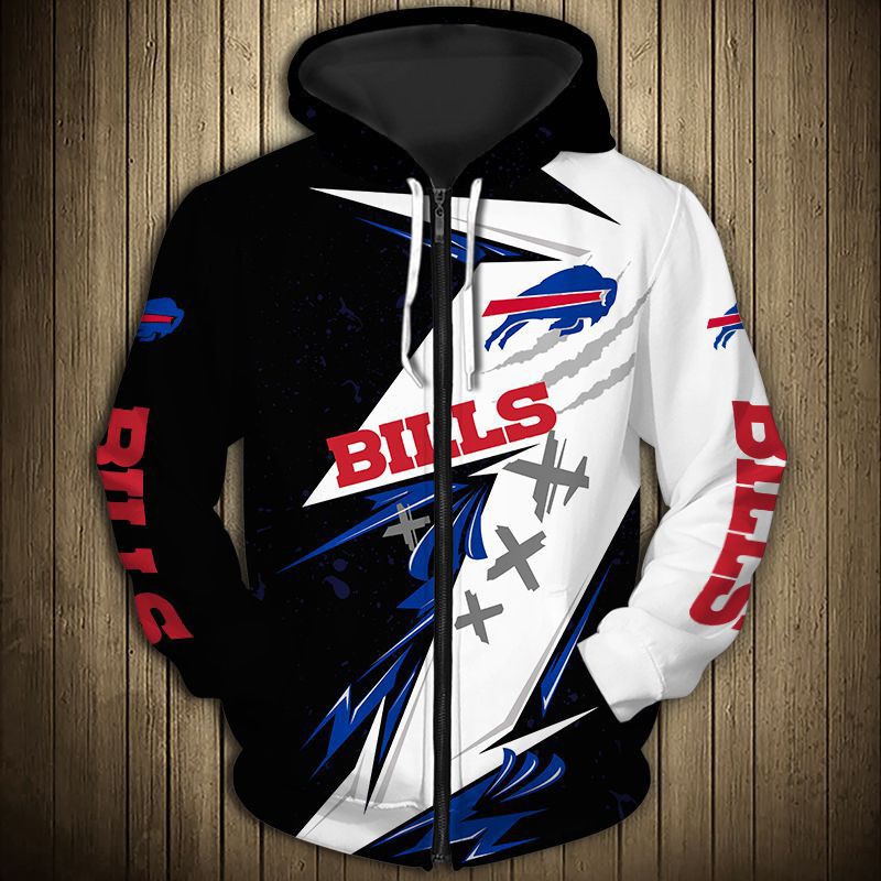 Buffalo Bills Hoodie 3D Zip Hoodie Thunder Graphic Gifts for Fans - Image 3
