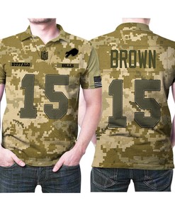 Buffalo Bills John Brown #15 Great Player Nfl American Football Team Logo Camouflage 3d Designed Allover Gift For Bills Fans Polo Shirt