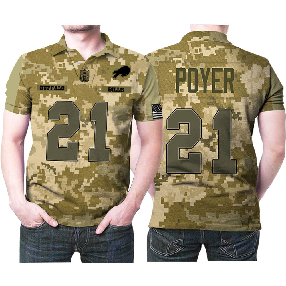 Buffalo Bills Jordan Poyer #21 Great Player Nfl American Football Team Logo Camouflage 3d Designed Allover Gift For Bills Fans Polo Shirt